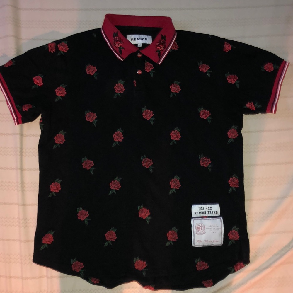 Reason button up rose shirt